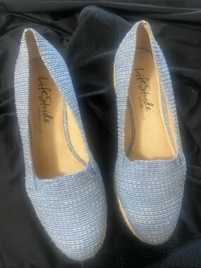 Life Stride Blue Stripe Slip-On Espadrille Loafers